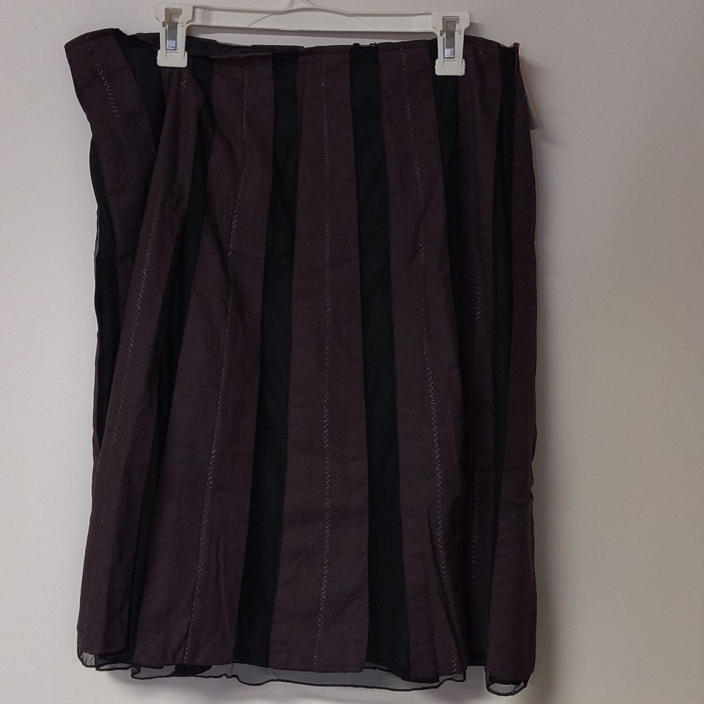 Elegant Black and Purple Striped Skirt